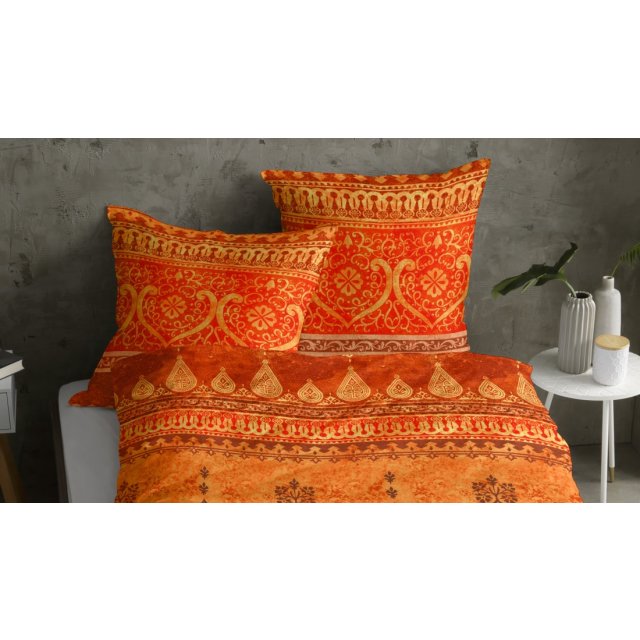 Fein-Biber wohnTRAUM2 CASATEX | Ornamente Bettwäsche INDI orange/blau